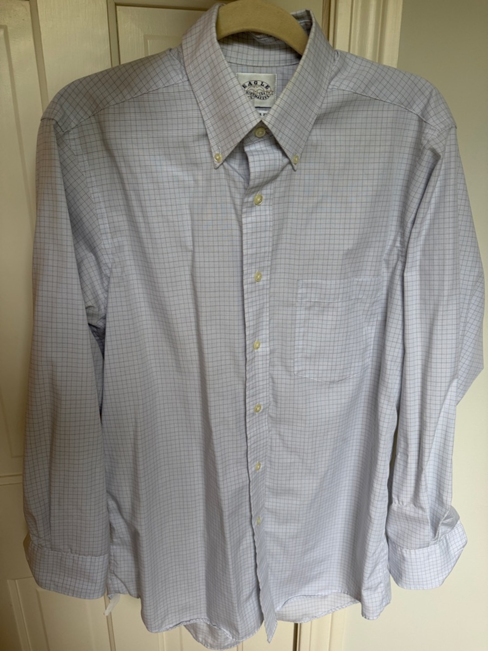 Light Blue Windowpane Button-Down Dress Shirt by Brooks Brothers